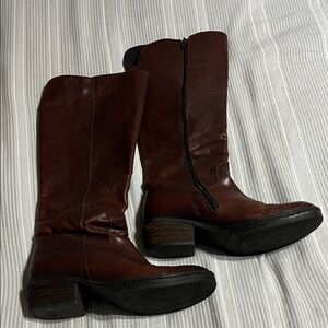 Fly Brown Leather Knee-High Boots